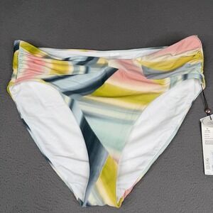 Calia Swim Bikini Bottom Womens 2XL Multicolor Mid Rise High Leg Lycra Print